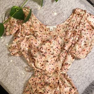 Floral Silk Banana Republic Blouse with Tie